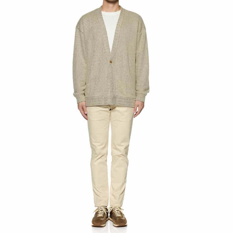 BARNEYS NEW YORK ローゲージ鹿の子素材ニットカーディガン BEIGE