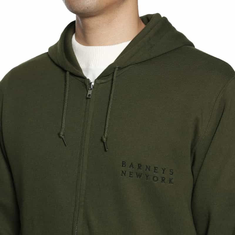 BARNEYS NEW YORK ロゴ入りスエットジップパーカー GREEN