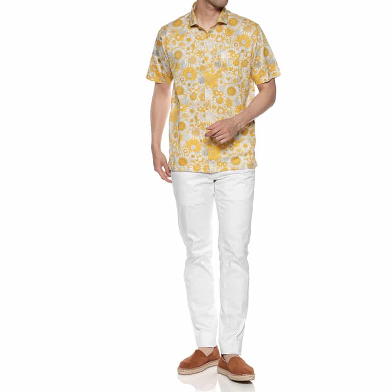 BARNEYS NEW YORK ハーフスリーブ リバティプリントシャツ YELLOW