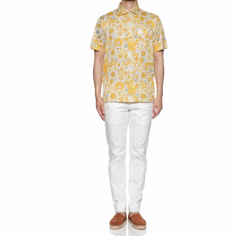 BARNEYS NEW YORK ハーフスリーブ リバティプリントシャツ YELLOW