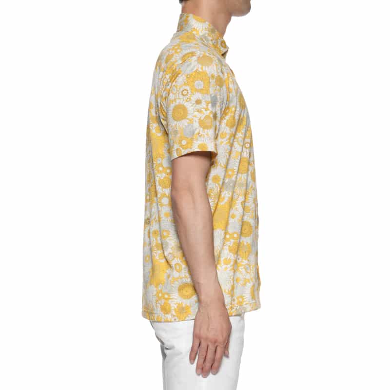 BARNEYS NEW YORK ハーフスリーブ リバティプリントシャツ YELLOW