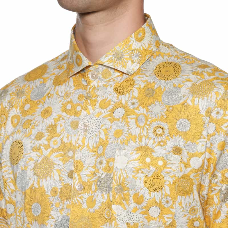 BARNEYS NEW YORK ハーフスリーブ リバティプリントシャツ YELLOW