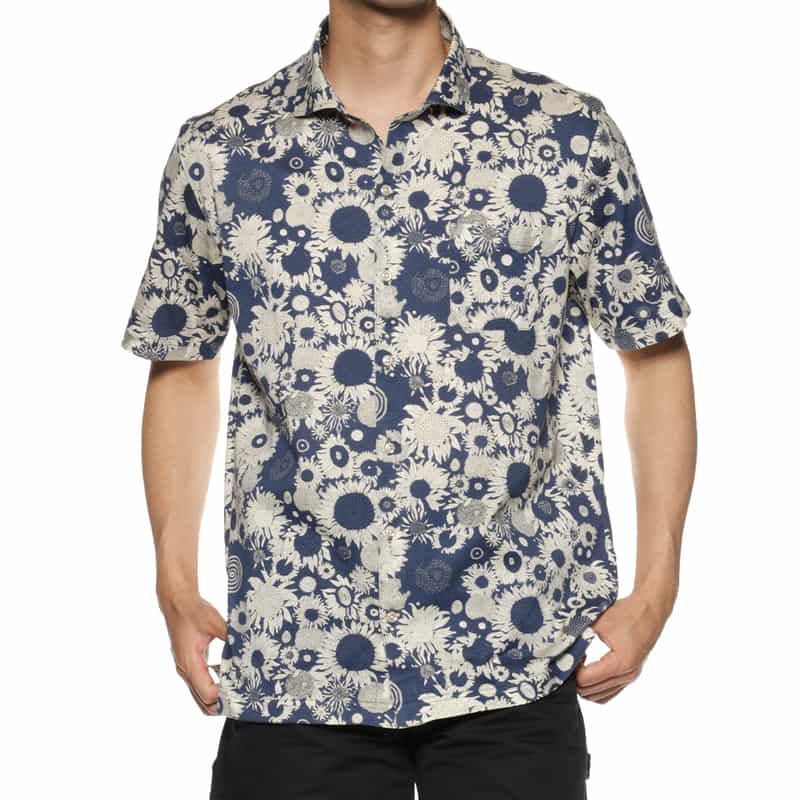 BARNEYS NEW YORK ハーフスリーブ リバティプリントシャツ NAVY