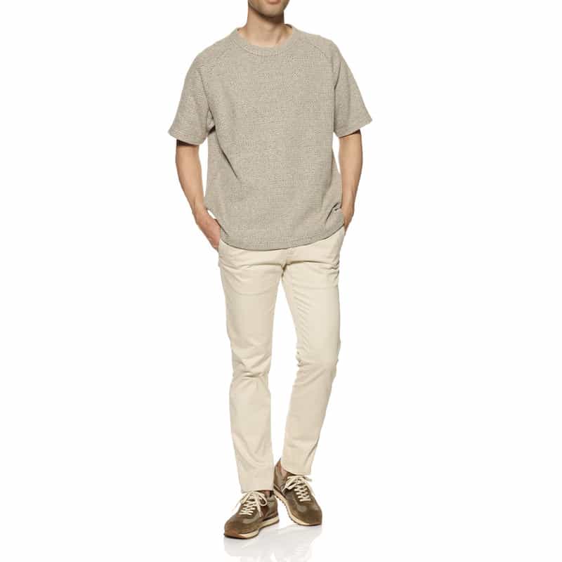 BARNEYS NEW YORK ローゲージ鹿の子素材クルーネックTシャツ BEIGE