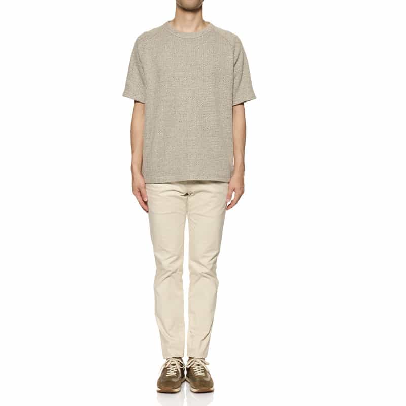 BARNEYS NEW YORK ローゲージ鹿の子素材クルーネックTシャツ BEIGE