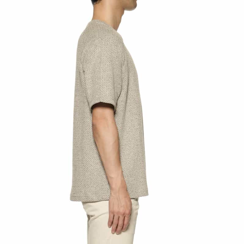 BARNEYS NEW YORK ローゲージ鹿の子素材クルーネックTシャツ BEIGE
