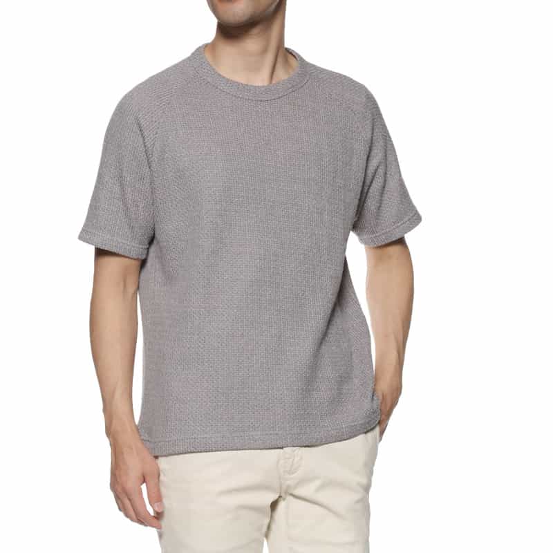 BARNEYS NEW YORK ローゲージ鹿の子素材クルーネックTシャツ GRAY