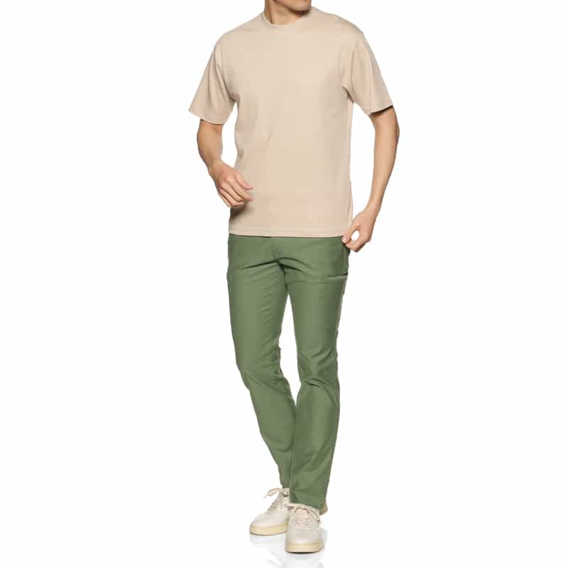 BARNEYS NEW YORK スムース素材スロープネック Tシャツ BEIGE