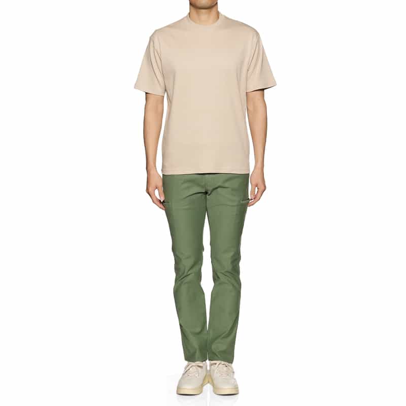 BARNEYS NEW YORK スムース素材スロープネック Tシャツ BEIGE