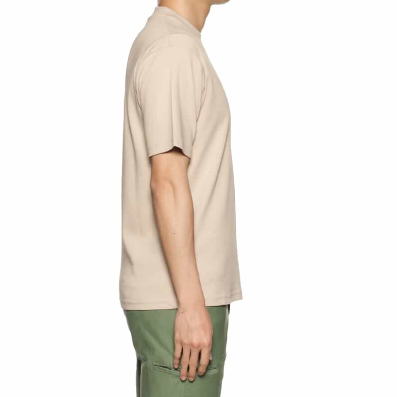 BARNEYS NEW YORK スムース素材スロープネック Tシャツ BEIGE
