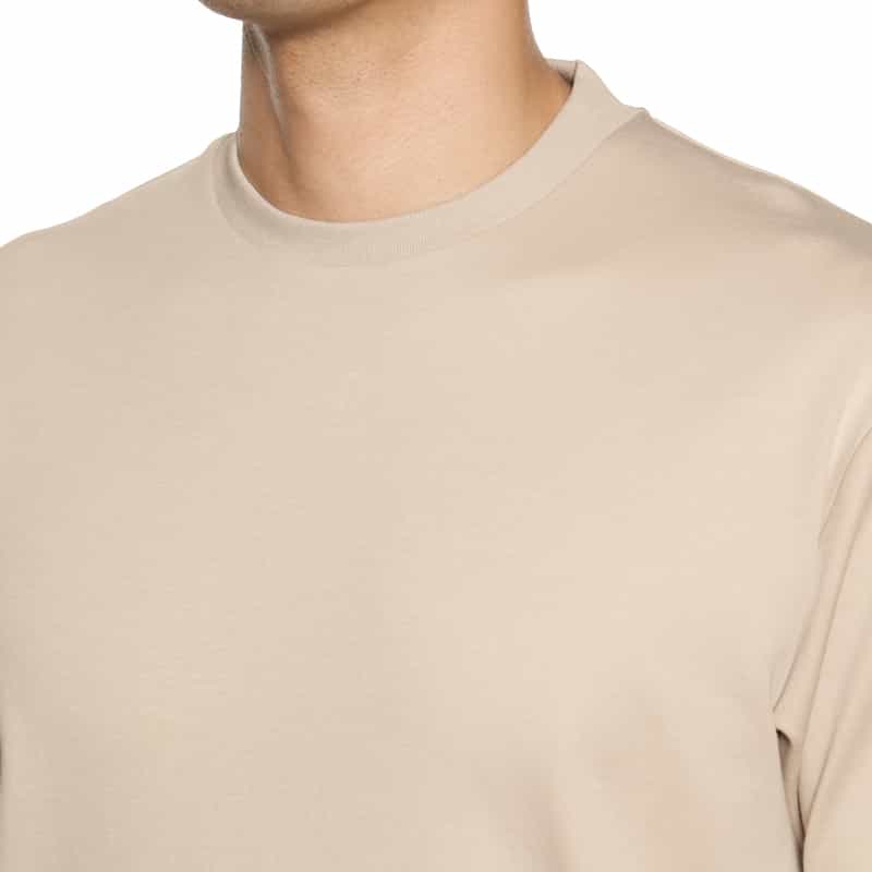 BARNEYS NEW YORK スムース素材スロープネック Tシャツ BEIGE