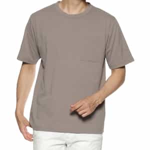 ストライプクレープ素材 ポケットTシャツ