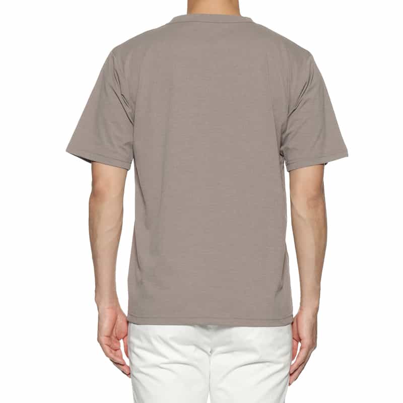 BARNEYS NEW YORK ストライプクレープ素材 ポケットTシャツ BEIGE