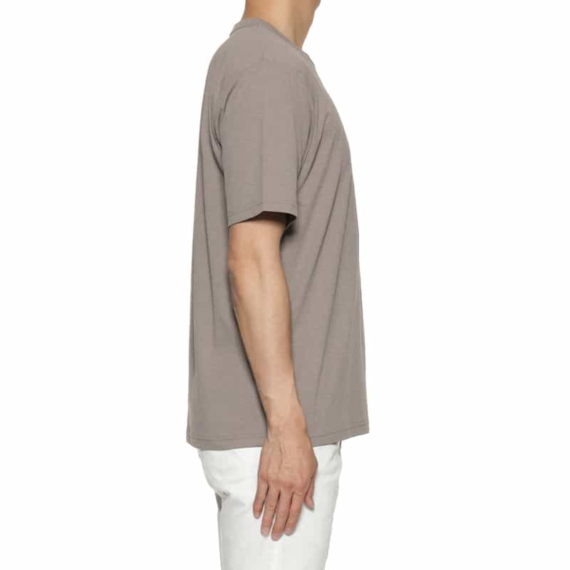 BARNEYS NEW YORK ストライプクレープ素材 ポケットTシャツ BEIGE