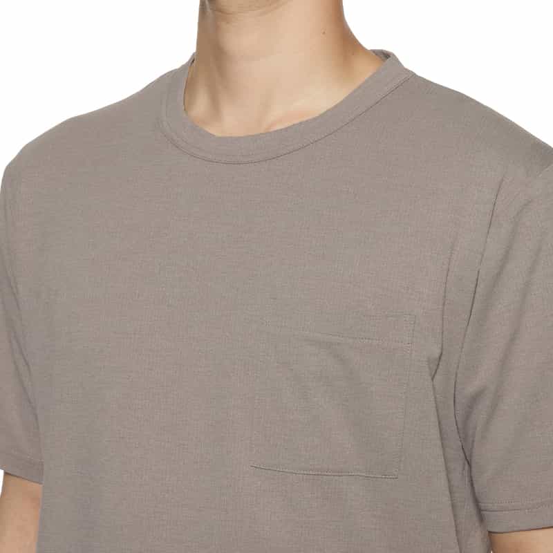 BARNEYS NEW YORK ストライプクレープ素材 ポケットTシャツ BEIGE