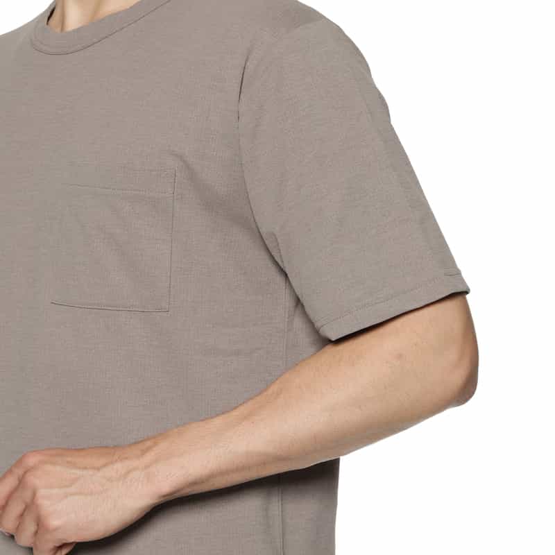 BARNEYS NEW YORK ストライプクレープ素材 ポケットTシャツ BEIGE