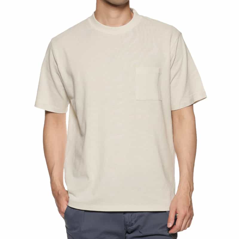 BARNEYS NEW YORK スロープネック鹿の子Tシャツ WHITE