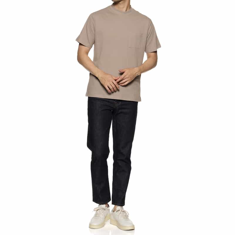 BARNEYS NEW YORK スロープネック鹿の子Tシャツ KHAKI