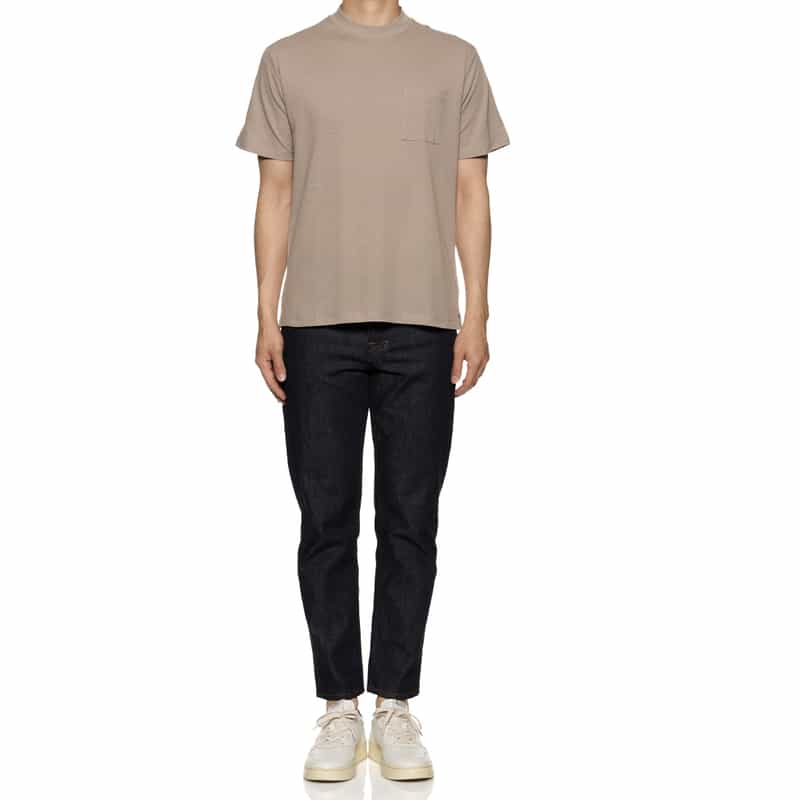 BARNEYS NEW YORK スロープネック鹿の子Tシャツ KHAKI