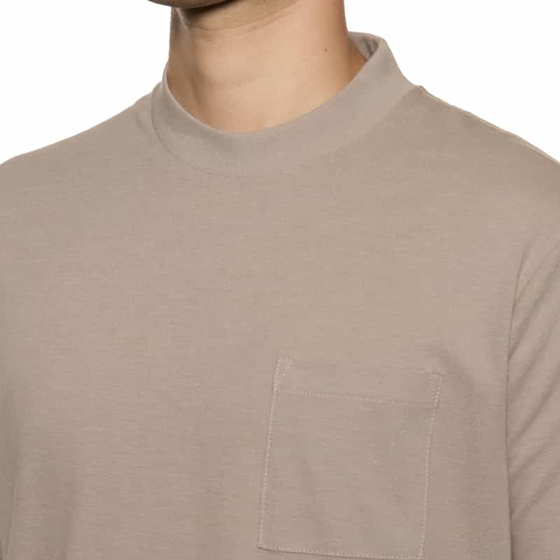 BARNEYS NEW YORK スロープネック鹿の子Tシャツ KHAKI