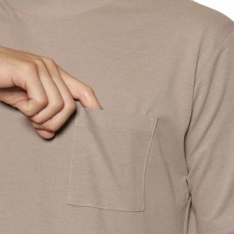 BARNEYS NEW YORK スロープネック鹿の子Tシャツ KHAKI