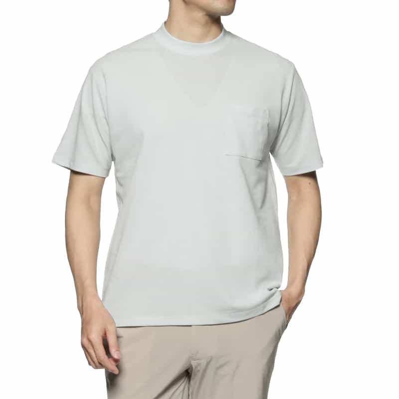 BARNEYS NEW YORK スロープネック鹿の子Tシャツ GRAY