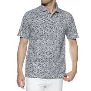 小花柄プリント鹿の子ポロシャツ