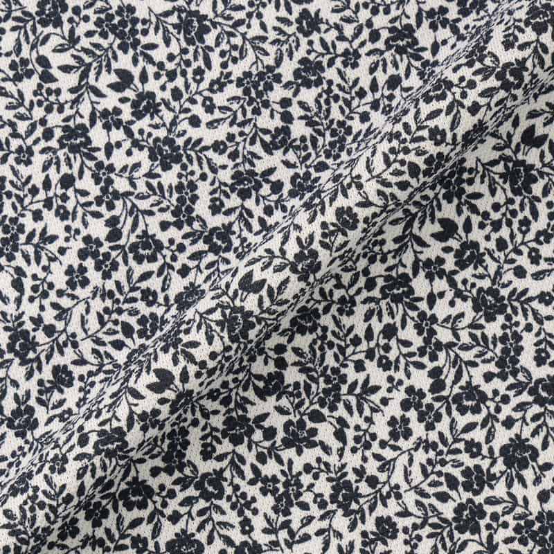 BARNEYS NEW YORK 小花柄プリント鹿の子ポロシャツ WHITE