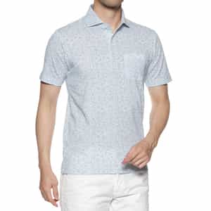 小花柄プリント鹿の子ポロシャツ