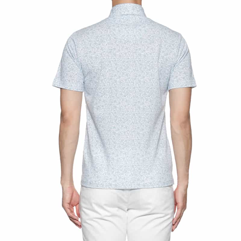 BARNEYS NEW YORK 小花柄プリント鹿の子ポロシャツ BLUE