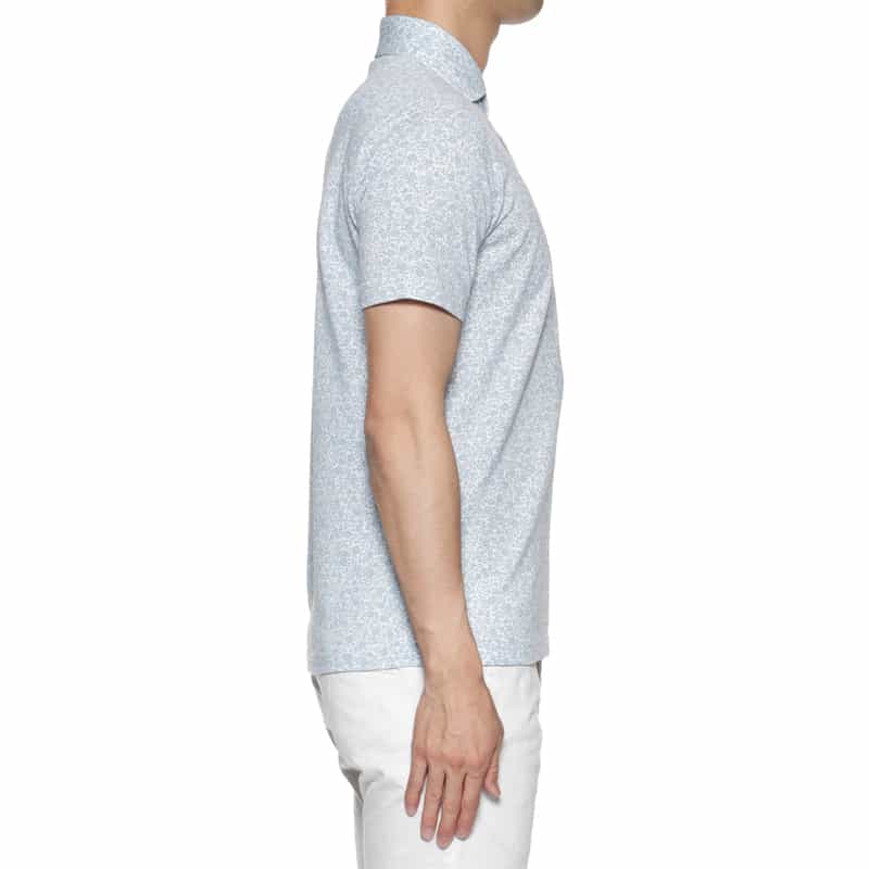 BARNEYS NEW YORK 小花柄プリント鹿の子ポロシャツ BLUE