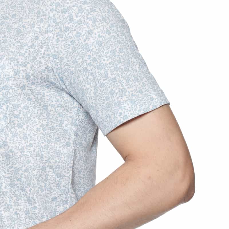 BARNEYS NEW YORK 小花柄プリント鹿の子ポロシャツ BLUE