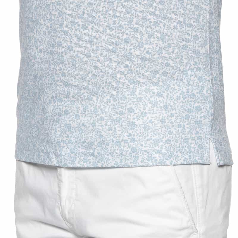 BARNEYS NEW YORK 小花柄プリント鹿の子ポロシャツ BLUE