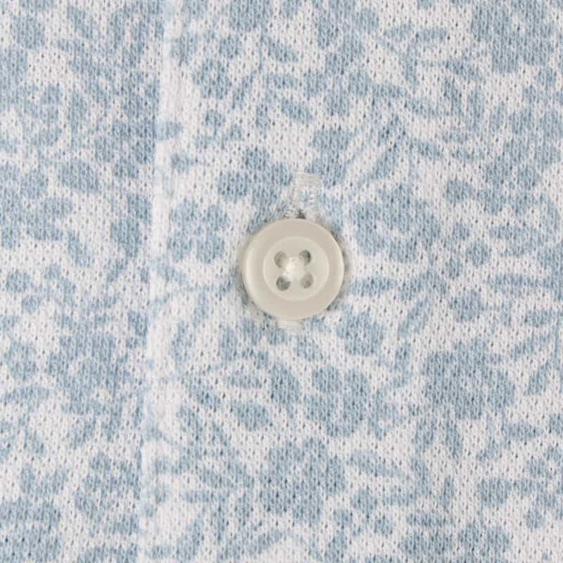 BARNEYS NEW YORK 小花柄プリント鹿の子ポロシャツ BLUE