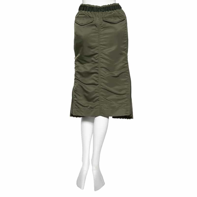 SACAI SACAI＜サカイ＞サイドプリーツ ナイロンツイルスカート KHAKI