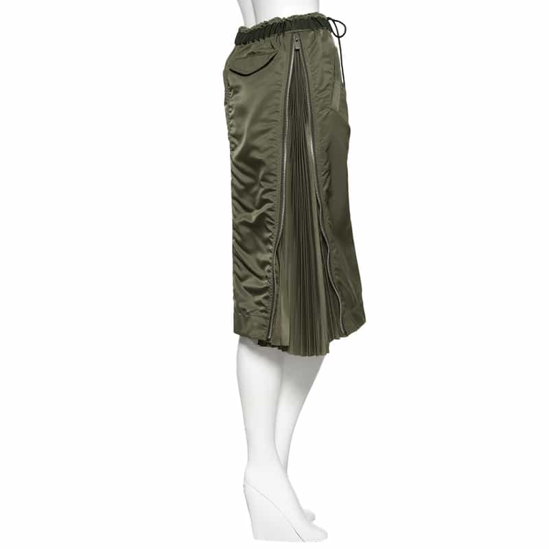SACAI SACAI＜サカイ＞サイドプリーツ ナイロンツイルスカート KHAKI