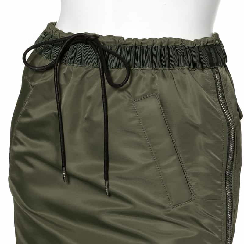 SACAI SACAI＜サカイ＞サイドプリーツ ナイロンツイルスカート KHAKI