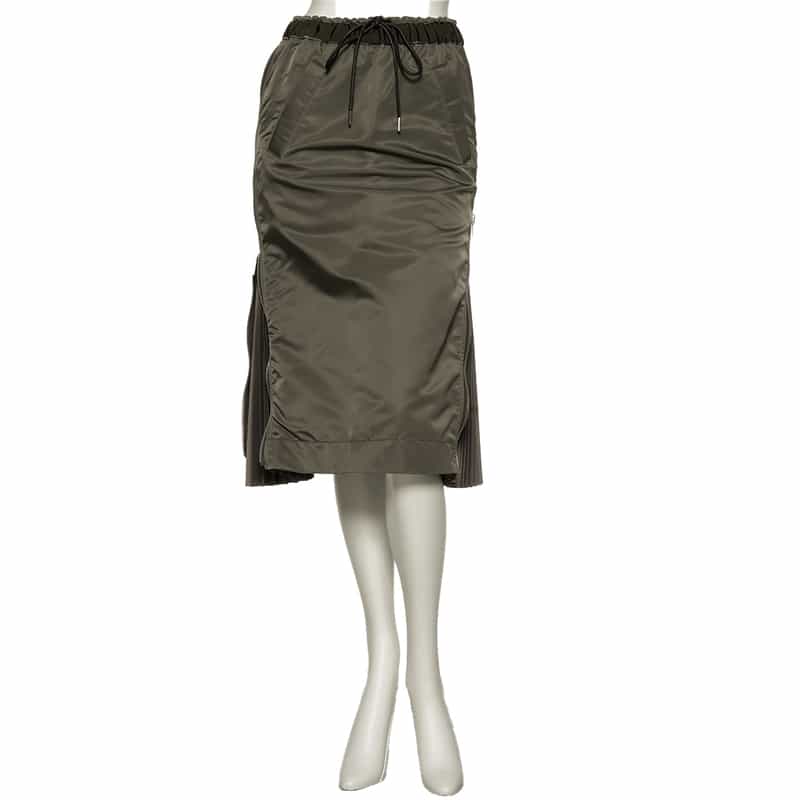 SACAI SACAI＜サカイ＞サイドプリーツ ナイロンツイルスカート TAUPE