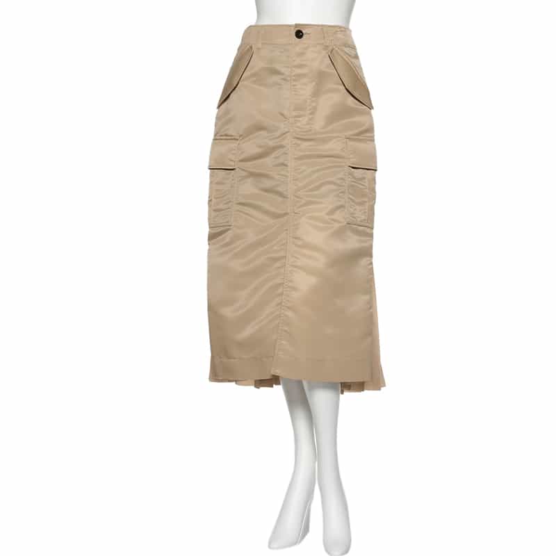 SACAI SACAI＜サカイ＞ナイロンツイル バックプリーツスカート BEIGE