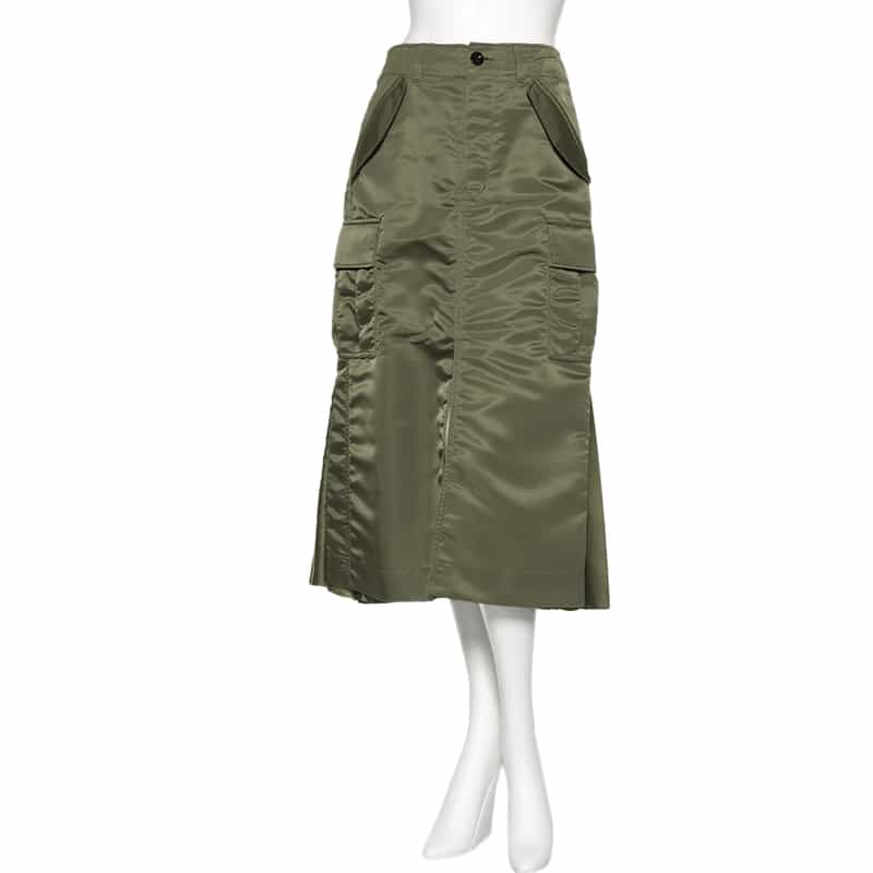 SACAI SACAI＜サカイ＞ナイロンツイル バックプリーツスカート KHAKI