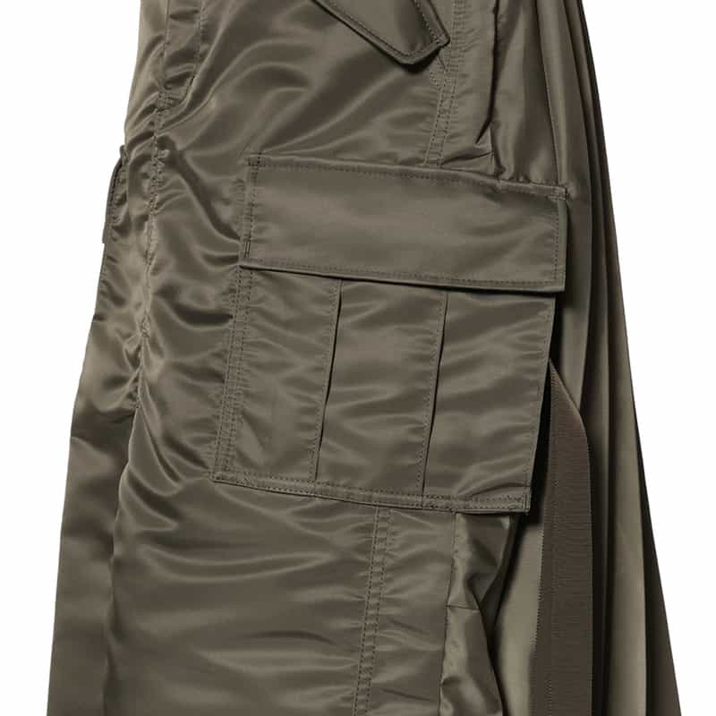 SACAI SACAI＜サカイ＞ナイロンツイル バックプリーツスカート TAUPE