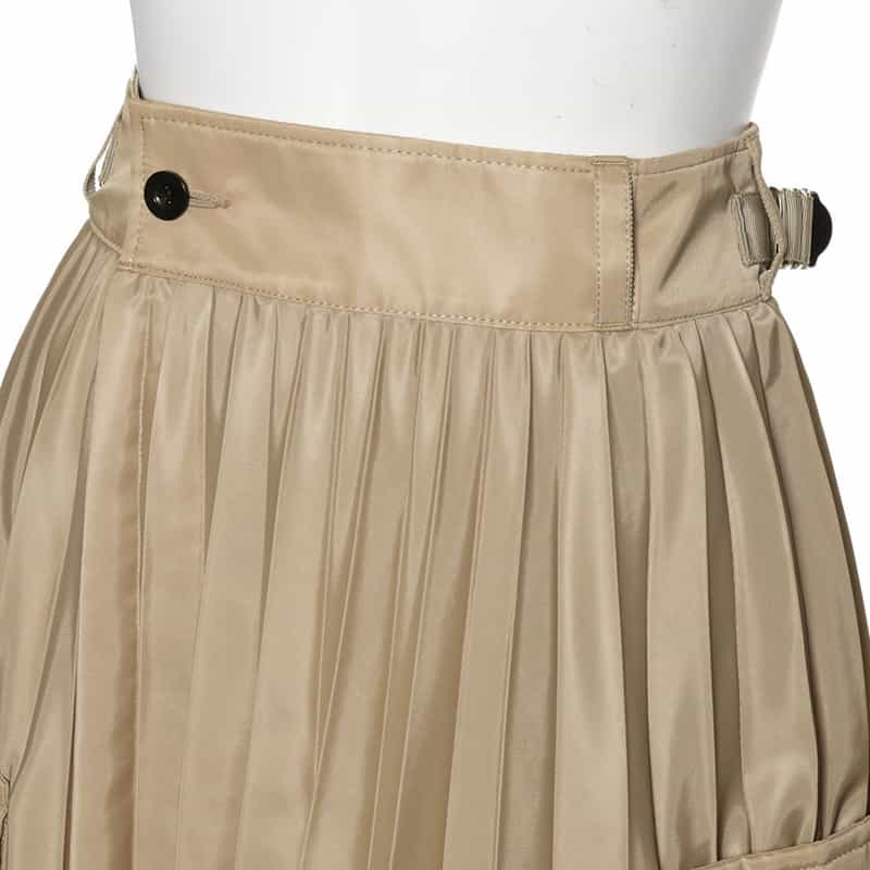 SACAI ナイロンツイル プリーツスカート BEIGE