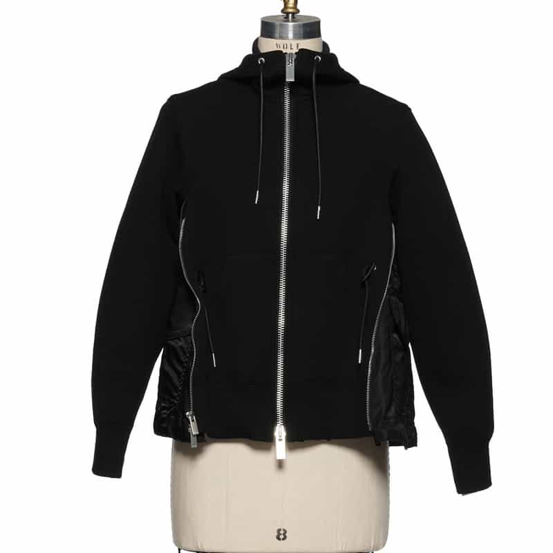 sacai サカイ コンビネーション ジップアップスエットフーディ NAVY