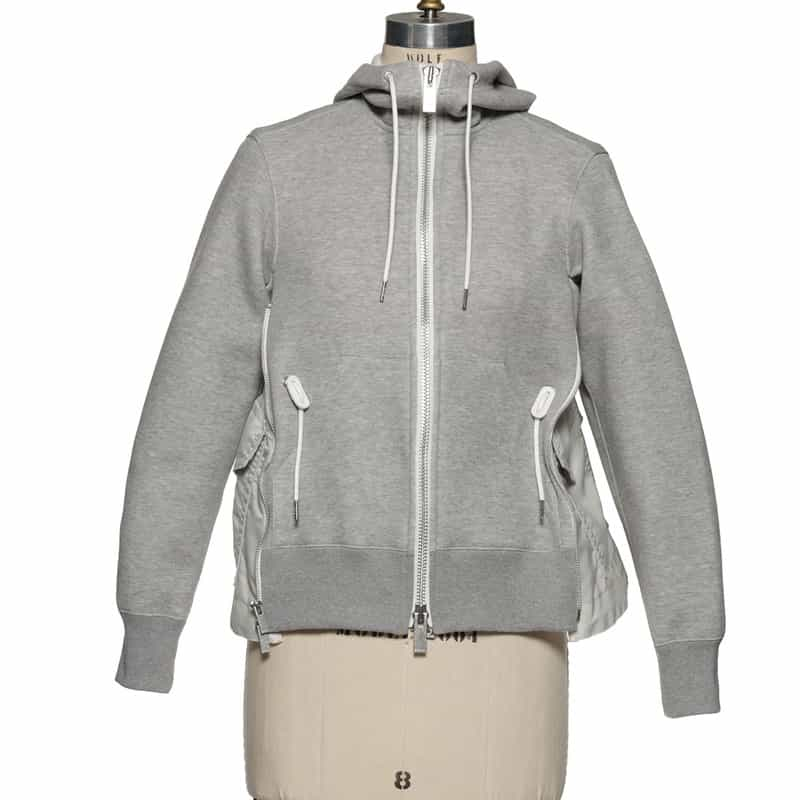 SACAI コンビネーション スポンジスエットフーディ LIGHT GRAY