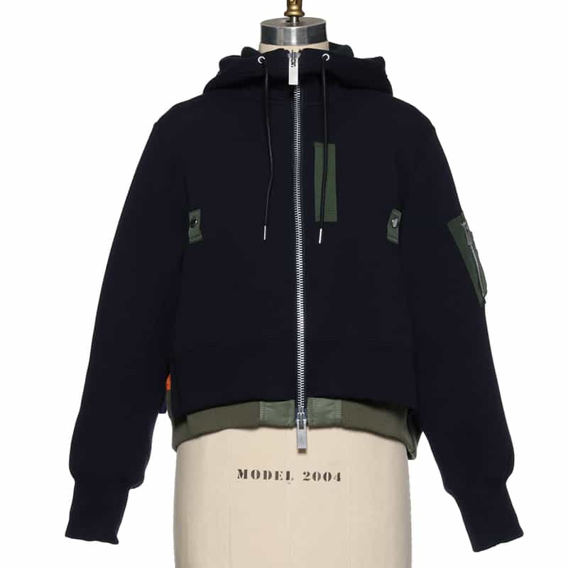 SACAI SACAI＜サカイ＞ スポンジスウェットジップアップフーディ NAVY