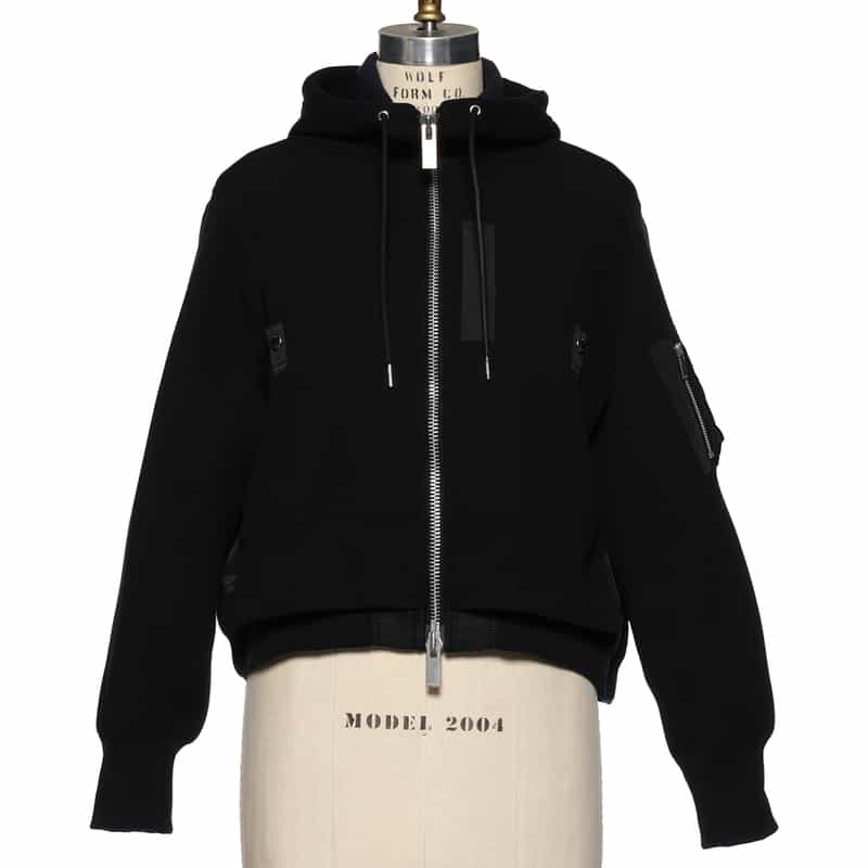 SACAI SACAI＜サカイ＞ スポンジスウェットジップアップフーディ BLACK