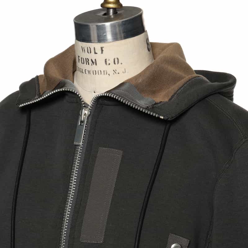 SACAI SACAI＜サカイ＞ スポンジスウェットジップアップフーディ DARK GRAY