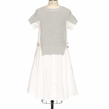 国内発送【sacai】コンビネーション サイドプリーツ ドレス コンビネーション サイドプリーツ ドレス（2235375）｜SACAI