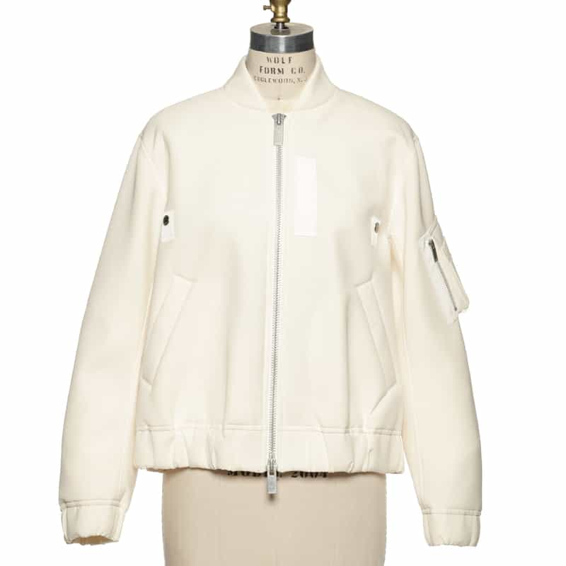 SACAI ジップアップ ボンディングブルゾン WHITE