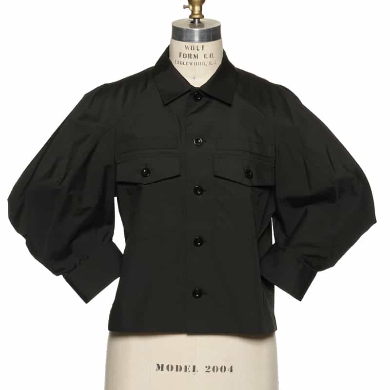 SACAI ボリュームスリーブシャツ BLACK